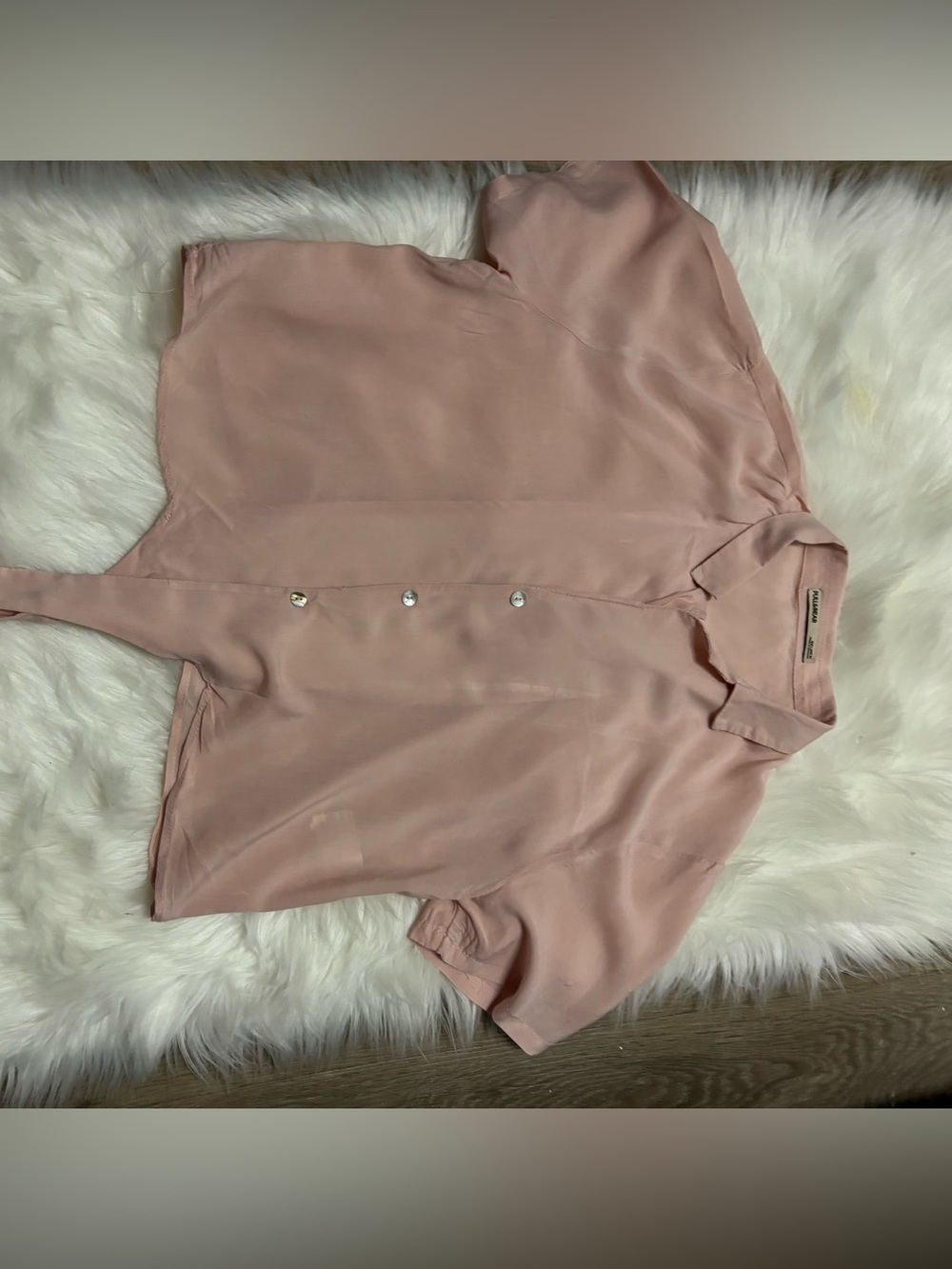 Pull&Bear Blush Pink Short-Sleeve Button-Up Blouse